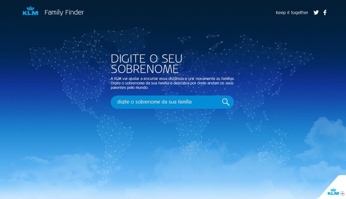 KLM Family Finder Screen 1